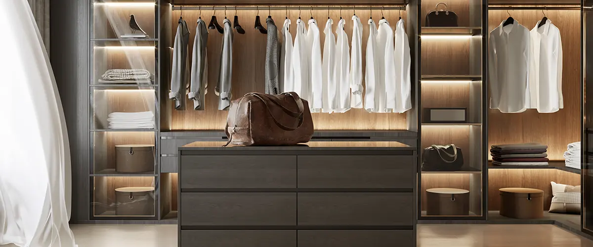 Luxury modern dark wood dressing room