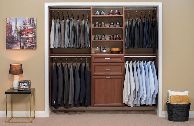 Warm Cognac Reach-In Custom Closet with Premier Panels