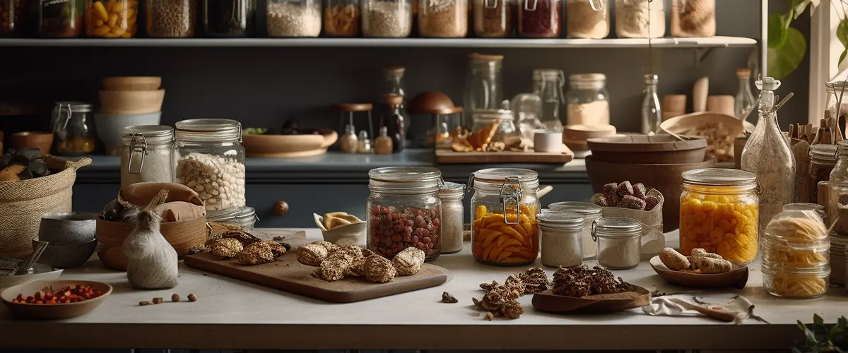 a messy kitchen pantry