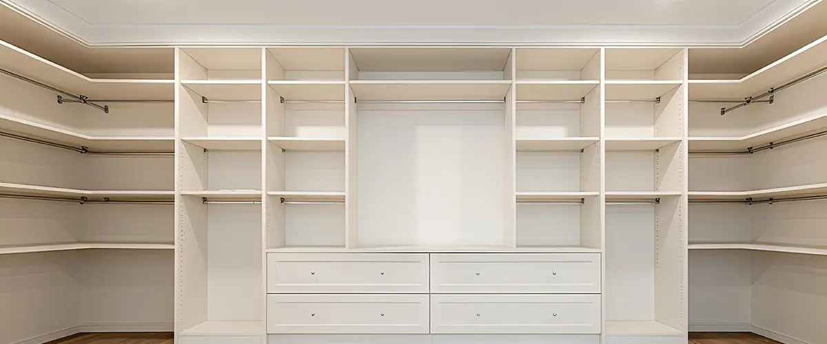 adjustable shelves in a custom made closet