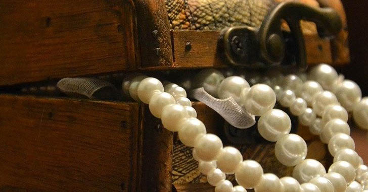 Jewelry in a hardwood cabinet