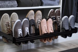Shoes organized on rack