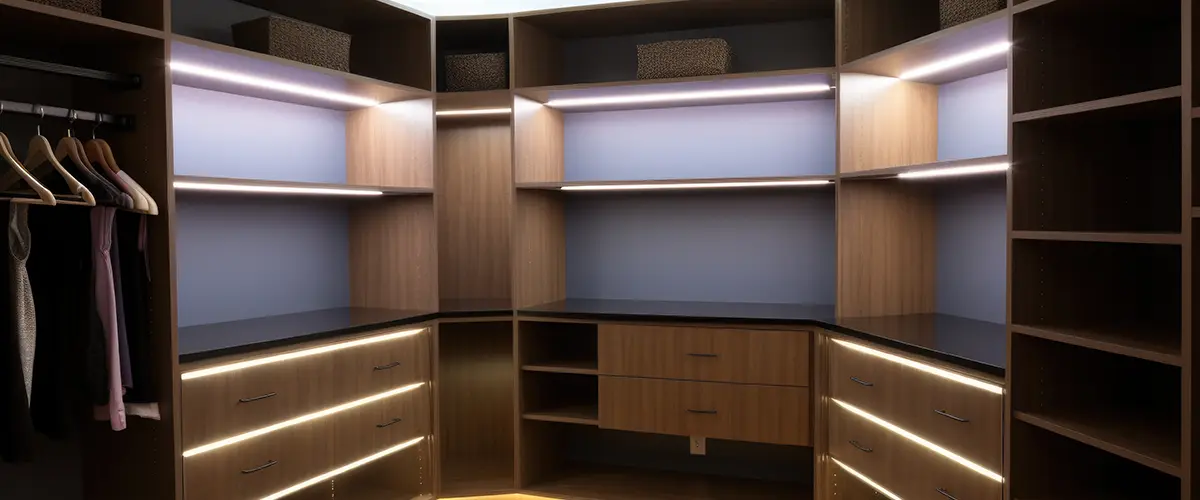 closet with LED lights integration