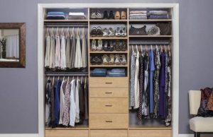 Organization system built into reach-in closet
