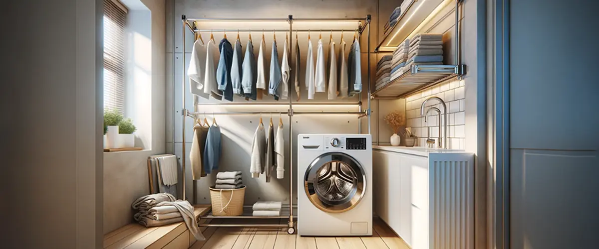 Laundry room with Floating Drying Racks