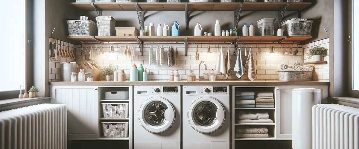 laundry room with over the head racks