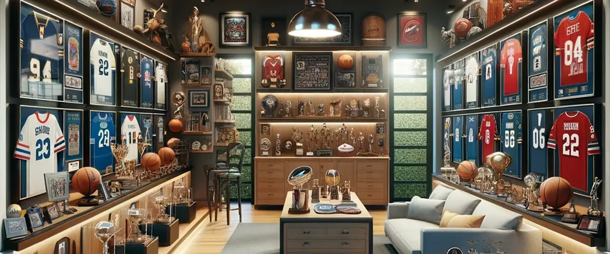 man cave ideas Sports Memorabilia Showcase