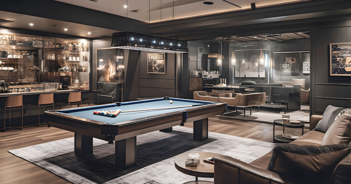 man cave ideas a sports room with pool table dark ambient