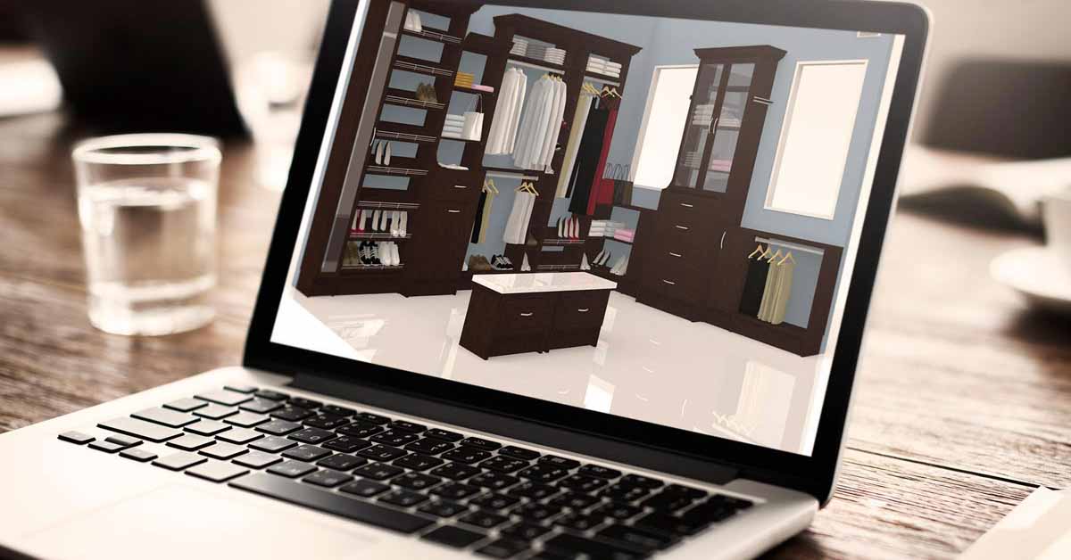 A laptop showing custom cabinets design
