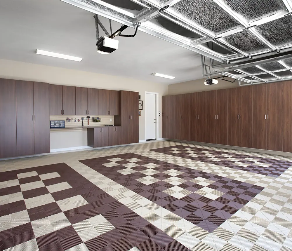 modern square shaped garage flooring