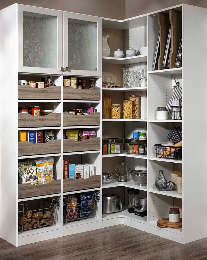 newly built kitchen pantry with shelves