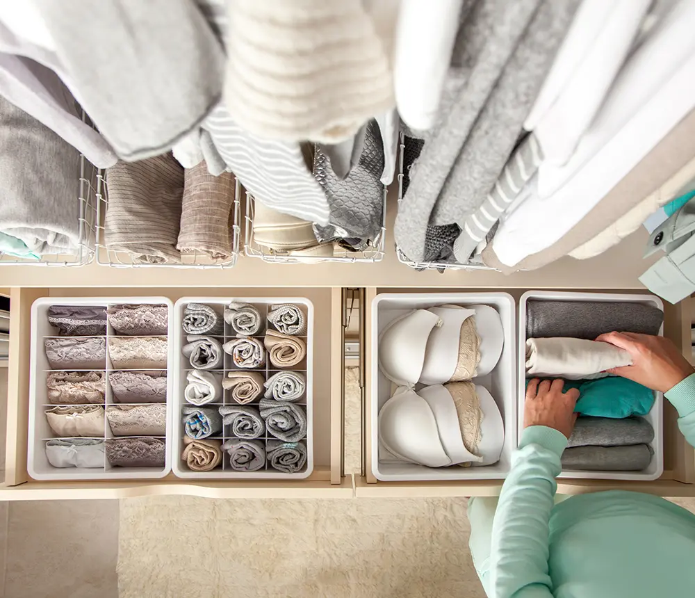 linen cabinets view from above the head, first person view