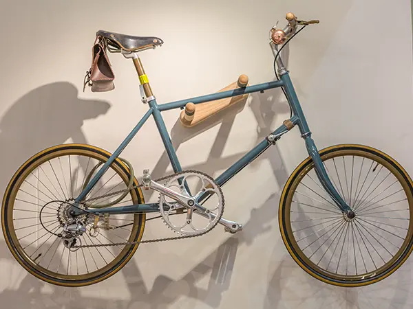 Bike rack on garage wall