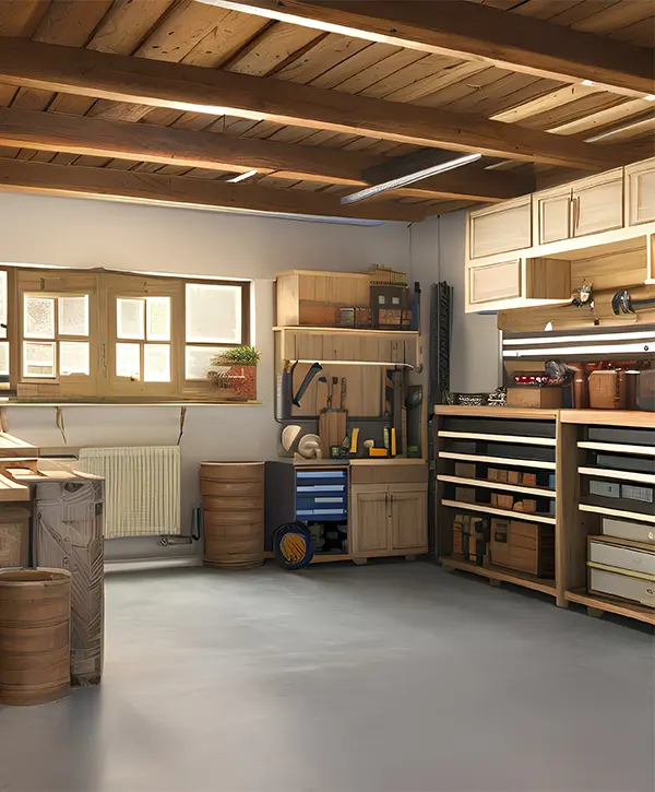 Wooden garage cabinets design
