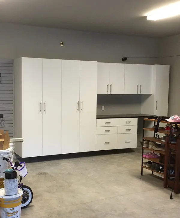 White garage cabinets in Redmond