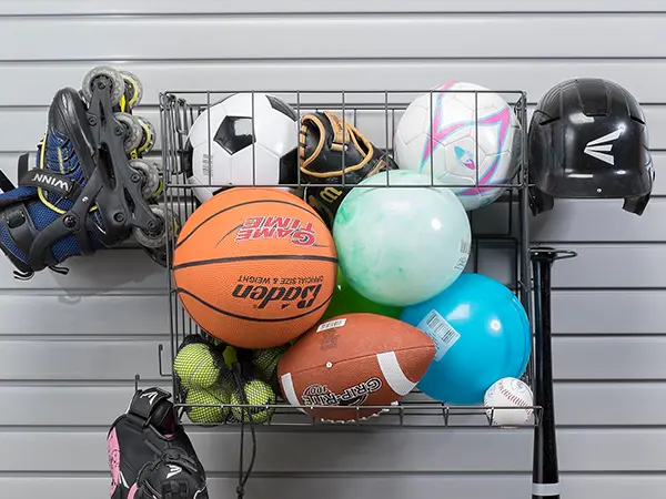 A garage sports rack