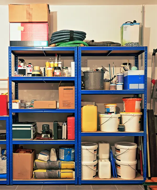 Garage shelves used for storage