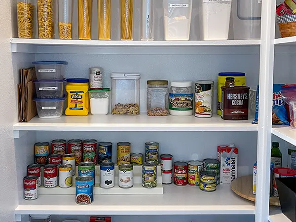 Pantry shelving in a kitchen