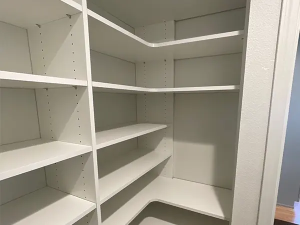 Open shelves in a closet