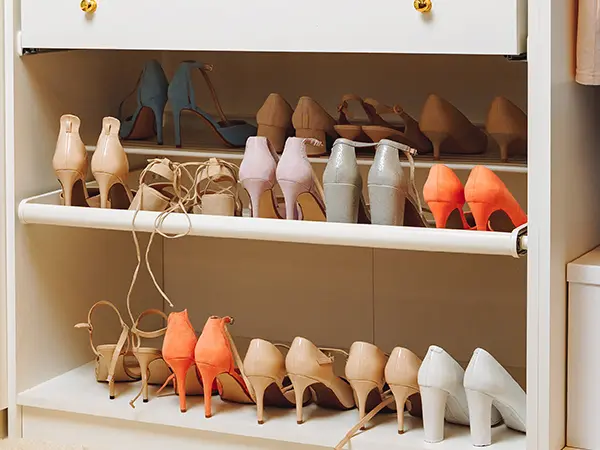 Shoe organizer in closet