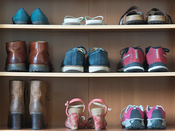 Shoe rack in closet