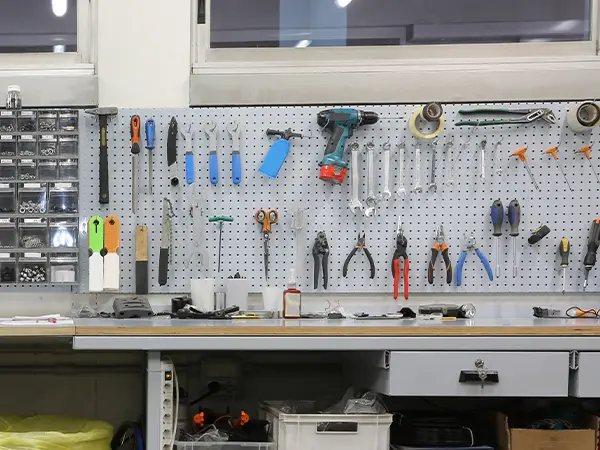 Slat wall organizer with tools