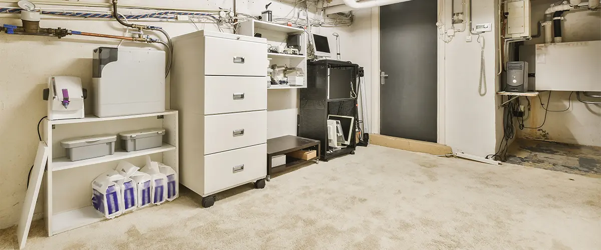 Small garage cabinet in a dated space