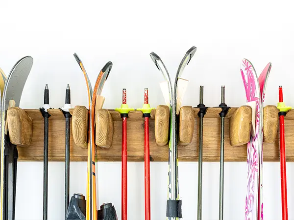 Skis rack in garage