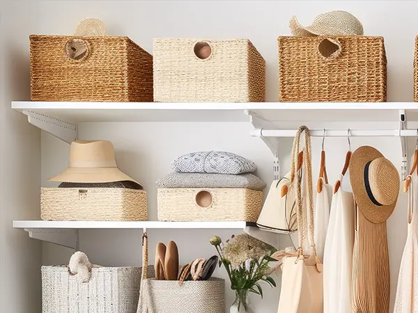 Storage boxes in a closet