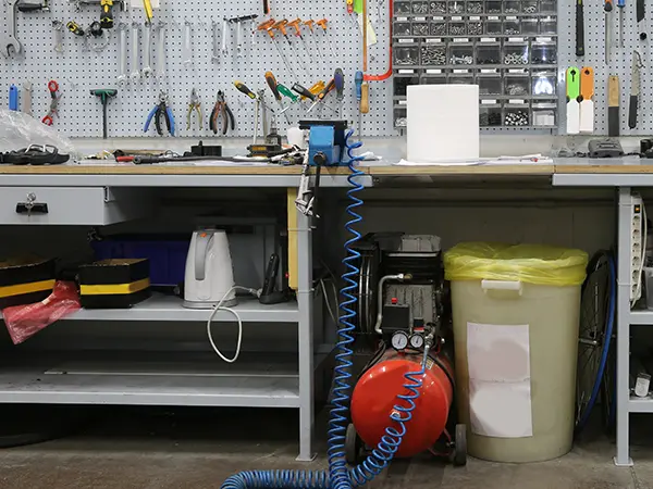 Work bench in a garage