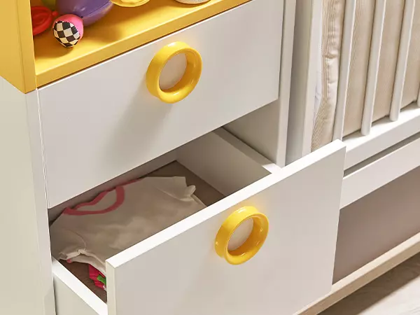 kids closet yellow white