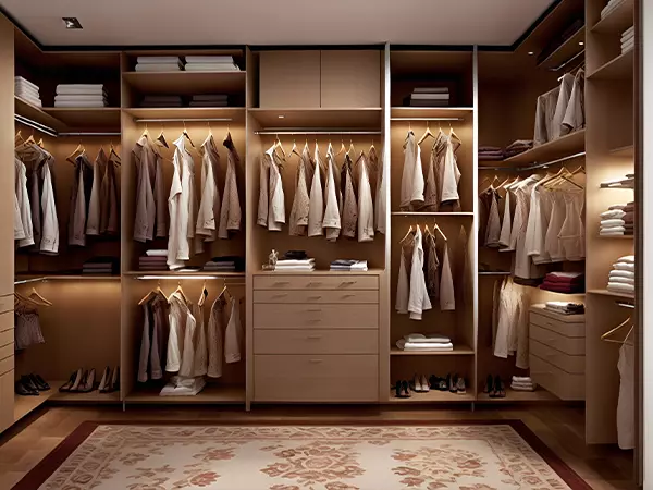 walk in closet brown