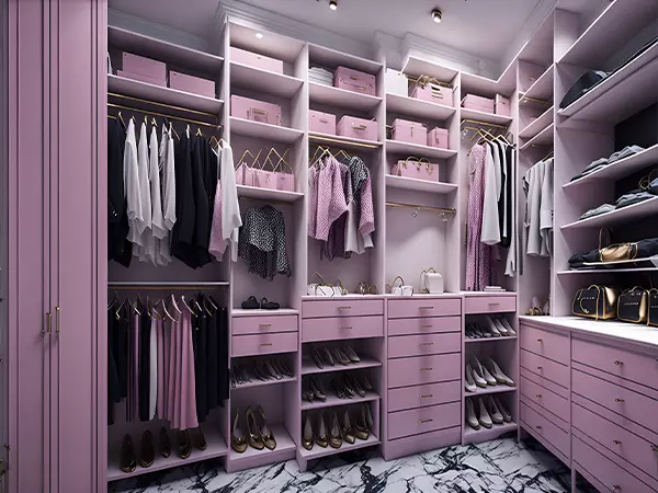 walk in closet pink