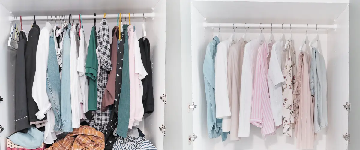 Wardrobe Declutter Before and After