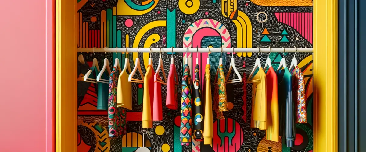 funky colourful hallway closet design idea