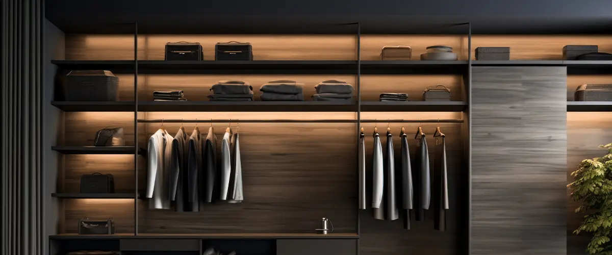 Modern Dark Lit Open Closet System