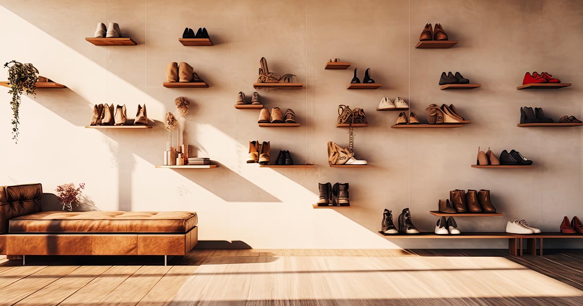 shoe shelves in modern house
