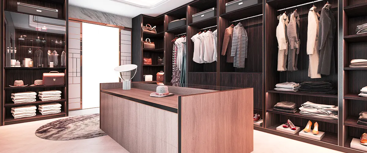 dark wardrobe closet women installed in Washington