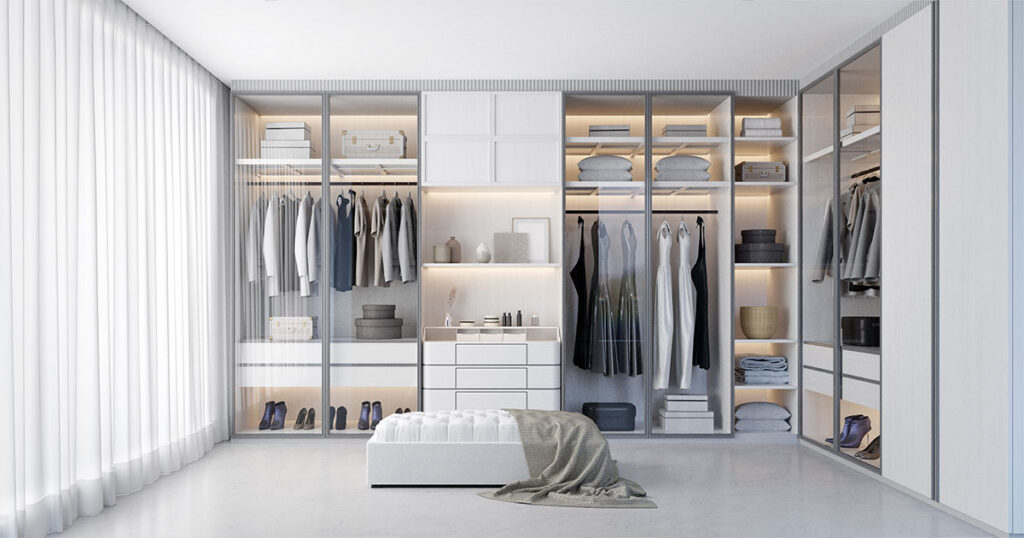 White walk in closet with big window