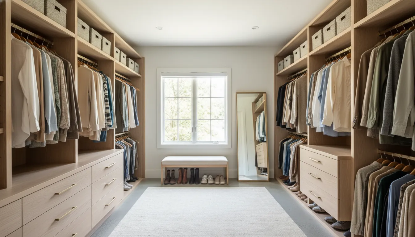 Custom closet system for your bedroom with shelves and drawers